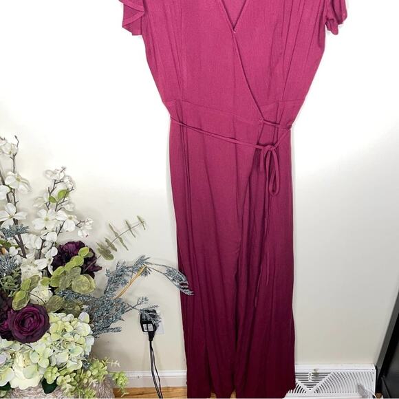 LULU'S Heart of Marigold Burgundy Wrap Maxi Dress Red Maroon Sz M {UU31} - Picture 3 of 8